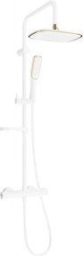 Mexen KX49 opbouw doucheset met regendouche en thermostatische kraan, wit/goud - 771504091-25