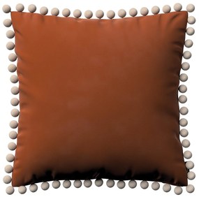 Dekoria Kussenhoes Wera met pompons, bruin-caramel 45 x 45 cm