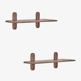 Set Van 2 Houten Wandplanken Veleta ↔︎ 80 Cm & Donker Acaciabruin - Sklum