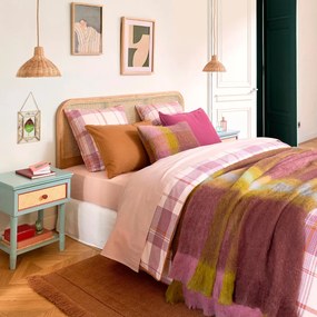 Hoofdbord van massief en gefineerd eikenhout, en rotan vlechtwerk, MADARA