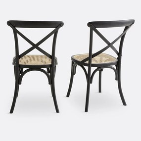 Set van 2 stoelen, hout en riet Cedak