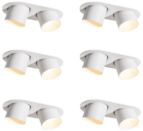 Set van 6 inbouwspots wit GU10 70mm kantelbaar 2-lichts - Installa Modern GU10 ovaal rond Binnenverlichting Lamp
