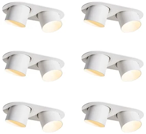 Set van 6 inbouwspots wit GU10 70mm kantelbaar 2-lichts - Installa Modern GU10 ovaal rond Binnenverlichting Lamp