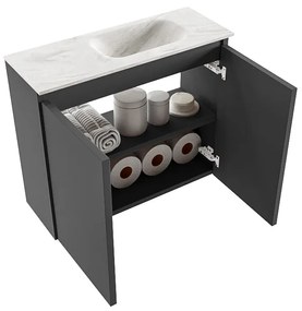 Mondiaz Ture DLux toiletmeubel 60cm dark grey met wastafel ostra rechts zonder kraangat