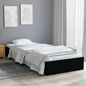 vidaXL Bedframe massief hout zwart 90x190 cm 3FT Single