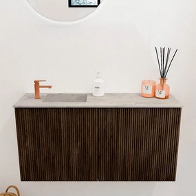 Mondiaz Joya DLux 80cm toiletmeubel walnut met wastafel faye links 1 kraangat glace