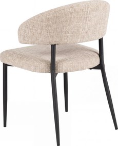 IRIS Beige (stof Juto 4) / zwart onderstel – MODERNE GESTOFFEERDE STOEL VOOR WOONKAMER/EETKAMER BOHO