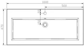 Lambini Designs Varese wastafel keramiek 100cm met kraangat wit glans