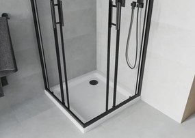 Mexen Rio kwadrante douchecabine 80 x 80 cm, transparant, zwart + Flat douchebak, wit - 860-080-080-70-00-4010B