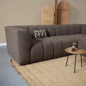 Bank Met Strepen Stiksel Bruin Chaise Longue Rechts