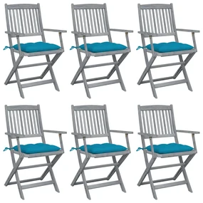 vidaXL Tuinstoelen 6 st inklapbaar met kussens massief acaciahout