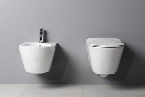 Sapho Avva wandbidet met overloop en kraangat wit