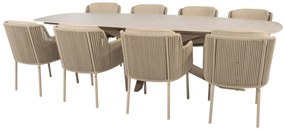 4 Seasons Outdoor Bernini tuinset latte met Prado tafel met barrelvormig blad 300 cm Tuinset   beige weerbestendig