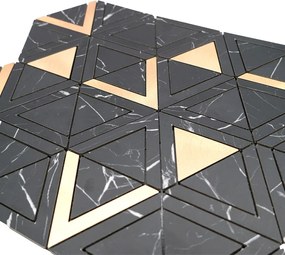 Zelfklevende Mozaïektegels Metaal | Driehoek Zwart Goud | 28,7×33,1 cm | Keuken, Bad &amp; WC