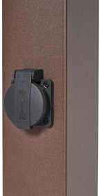 Buitenlamp roestbruin met helder glas 80cm IP44 met stopcontact en bewegingssensor - Malios