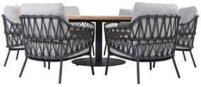 4 Seasons Outdoor Calpi low dining set met Saba tafel Ø 160 cm    antraciet weerbestendig