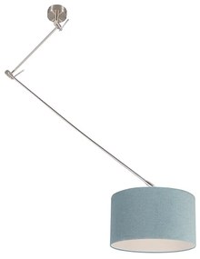 Moderne hanglamp staal met kap mineraal 35 cm - Blitz
