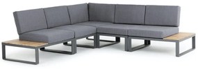 Faro hoek loungeset modulair 5 delig antraciet aluminium
