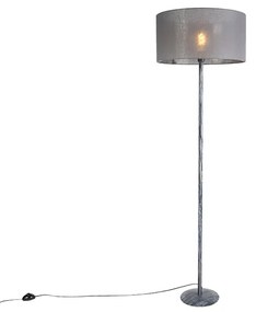 Vloerlamp grijs met grijze kap 50 cm - Simplo Landelijk / Rustiek E27 Binnenverlichting Lamp