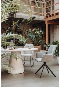 Goossens Eetkamerstoel Hera wit stof met armleuning, modern design