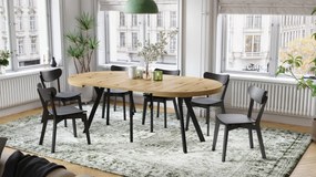 EXPANSO Eik Artisan/zwarte poten - GROTE RONDE TAFEL Ø110 UITBREIDBAAR TOT 310 cm met Y-POTEN LOFT/INDUSTRIAL