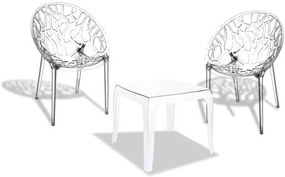 3-delige zithoek ARENDAL, 2 stapelbare stoelen + stapelbare tafel ca. 50 x 50 cm, zeer licht, weerbestendig, selecteerbaar tot 4 kleuren - transparent