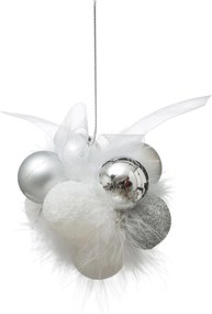 Witte Kerstbloemdecoraties - Set van 11 - Gerecycled polystyreen, Ijzer, Veren, Polyester