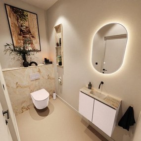 MONDIAZ TURE-DLUX 60cm toiletmeubel Rosee. EDEN wastafel Frappe positie midden. Zonder kraangat. TUREDX60ROSM0FRA