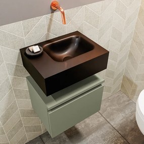 Mondiaz Andor toiletmeubel 40cm army met zwarte wastafel rechts zonder kraangat