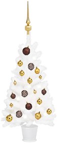 vidaXL Kunstkerstboom met LED's en kerstballenset 90 cm wit