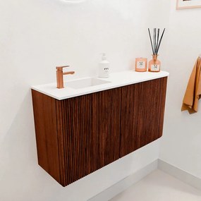 Mondiaz Joya 80cm toiletmeubel ronding rechts ruby met wastafel faye links 1 kraangat talc