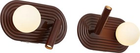 Set van 2 retro wandlampen bruin met opaal en USB-C - Lila