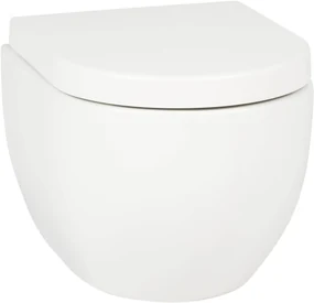 Saqu Home compact en randloos hangtoilet met PowerFlush en quickrelease toiletbril mat wit