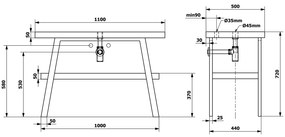 Sapho Twiga staand badmeubel 110cm zwart stalen frame cement