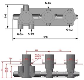 Saniclear Plus Pro inbouw badkraan met 20cm uitloop verouderd messing