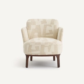 Fauteuil, massief notenhout en jacquard stof, JABOTE