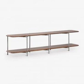 Vimara Tv-meubel 180x40 Cm Van Mangohout En Roestvrij Staal Donker Handvat Hout - Sklum