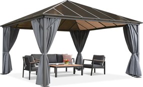 Tuinhuisje Milos 4x4m met muggennet en grijze gordijnen Garden Point