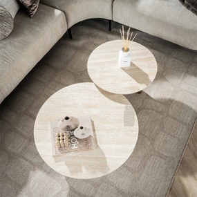 Salontafelset Rond Hout En Travertin