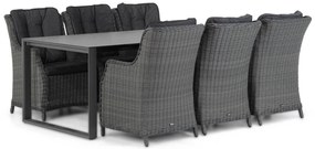 Tuinset 6 personen 220 cm Wicker Zwart Garden Collections Buckingham/Zaga