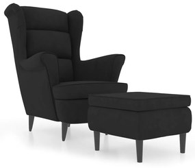 vidaXL Fauteuil met voetenbank fluweel zwart