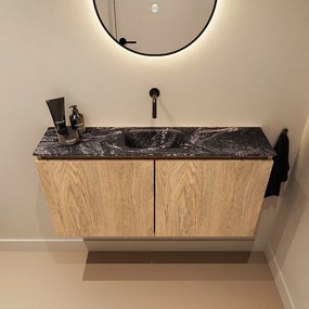 Mondiaz Ture DLux toiletmeubel 100cm washed oak met wastafel lava midden zonder kraangat