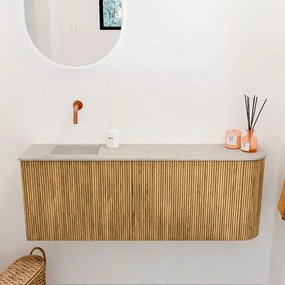 Mondiaz Joya DLux 110cm toiletmeubel ronding rechts oak met wastafel faye links zonder kraangat opalo
