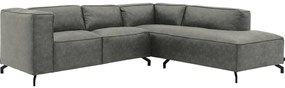 Goossens Bank Calvin grijs, micro leer, 2-zits, modern design met ligelement rechts