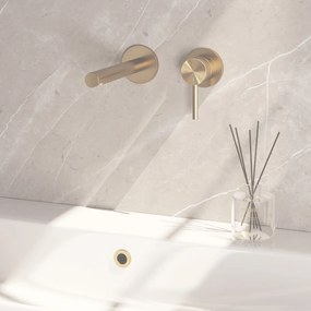 Brauer Stripe inbouw wastafelkraan ColdStart met rechte uitloop en rozetten model A1 messing geborsteld PVD