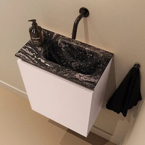 Mondiaz Ture DLux toiletmeubel 40cm rosee met wastafel lava rechts zonder kraangat