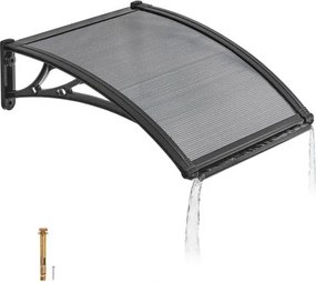 VEVOR Voordeurluifel, 61x60 cm, Aanbouwluifel, Dak met Afwatering &amp; ABS-beugel, Bescherming tegen Regen, Sneeuw &amp; Zon, Polycarbonaat Deurdak voor Veranda &amp; Terras, Rookgrijs