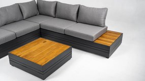 DATHO OUTDOOR Hoek Loungeset - Formentera - Aluminium - Teak - Smoked Grey - Datho Outdoor