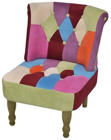 vidaXL Franse stoel met patchwork ontwerp stof