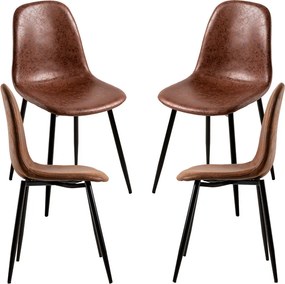 Set 4 Black Teok Kunstlederen Stoelen